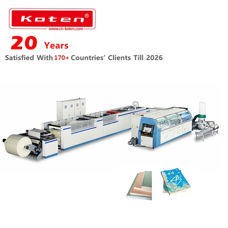 Reel To Sheets Cutting, Glue Binding And Trimming Production Line
